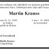 Krauss Martin 1920-2012 Todesanzeige